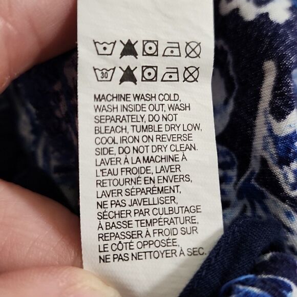 Lucky Brand Indigo navy blue & bright blue floral print maxi dress. Size medium - Picture 8 of 9